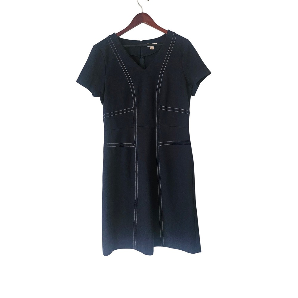 Brooks Brothers Red Fleece XL Navy Ponte Sheath Dress Contrast Stitch